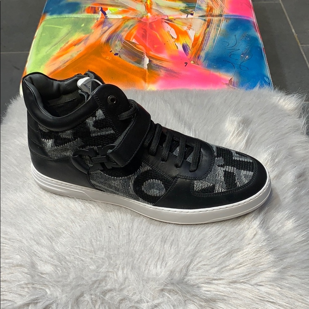 Salvatore Ferragamo Nayon Black Leather Sneakers